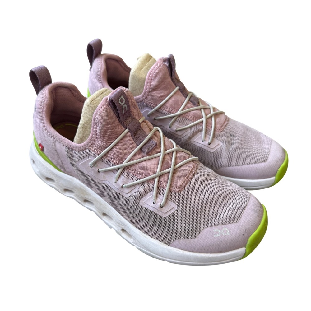 On Cloud Play Kids Running Shoes Pink Lime Green US K2.5 EU 34 Low Top Sneakers